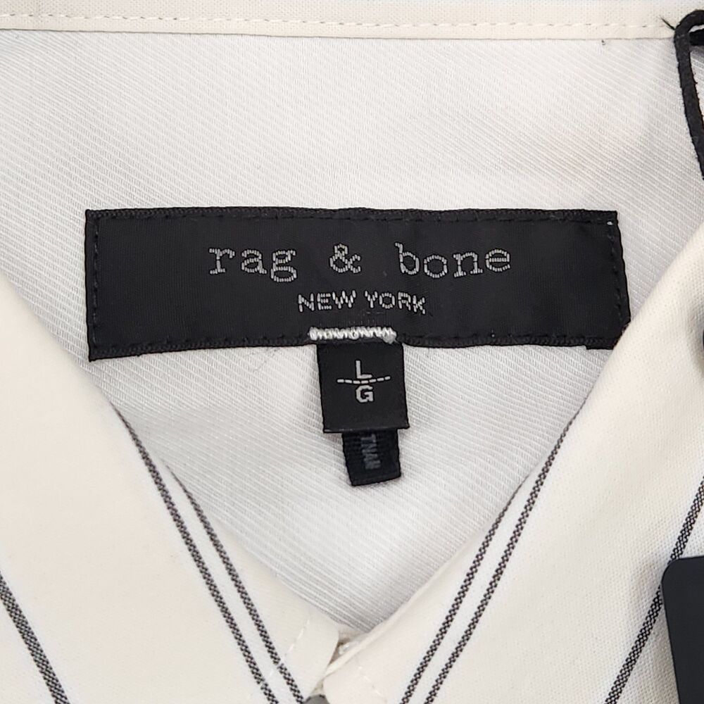 Rag & Bone Griffin Striped Long Sleeve Button Up Shirt Men's L White Ivory NWT - Picture 3 of 7